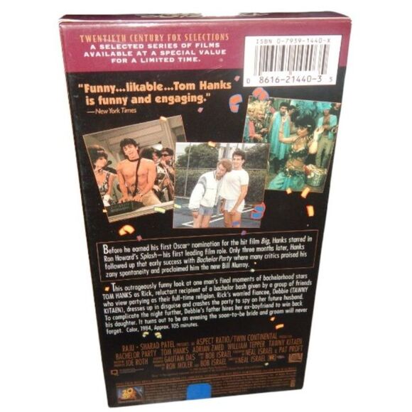 BACHELOR PARTY Tom Hanks Adrian Zmed vintage VHS in original paper case - Picture 3 of 7